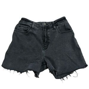 Hollister Black Jean Shorts Distressed Raw-Edge Hem